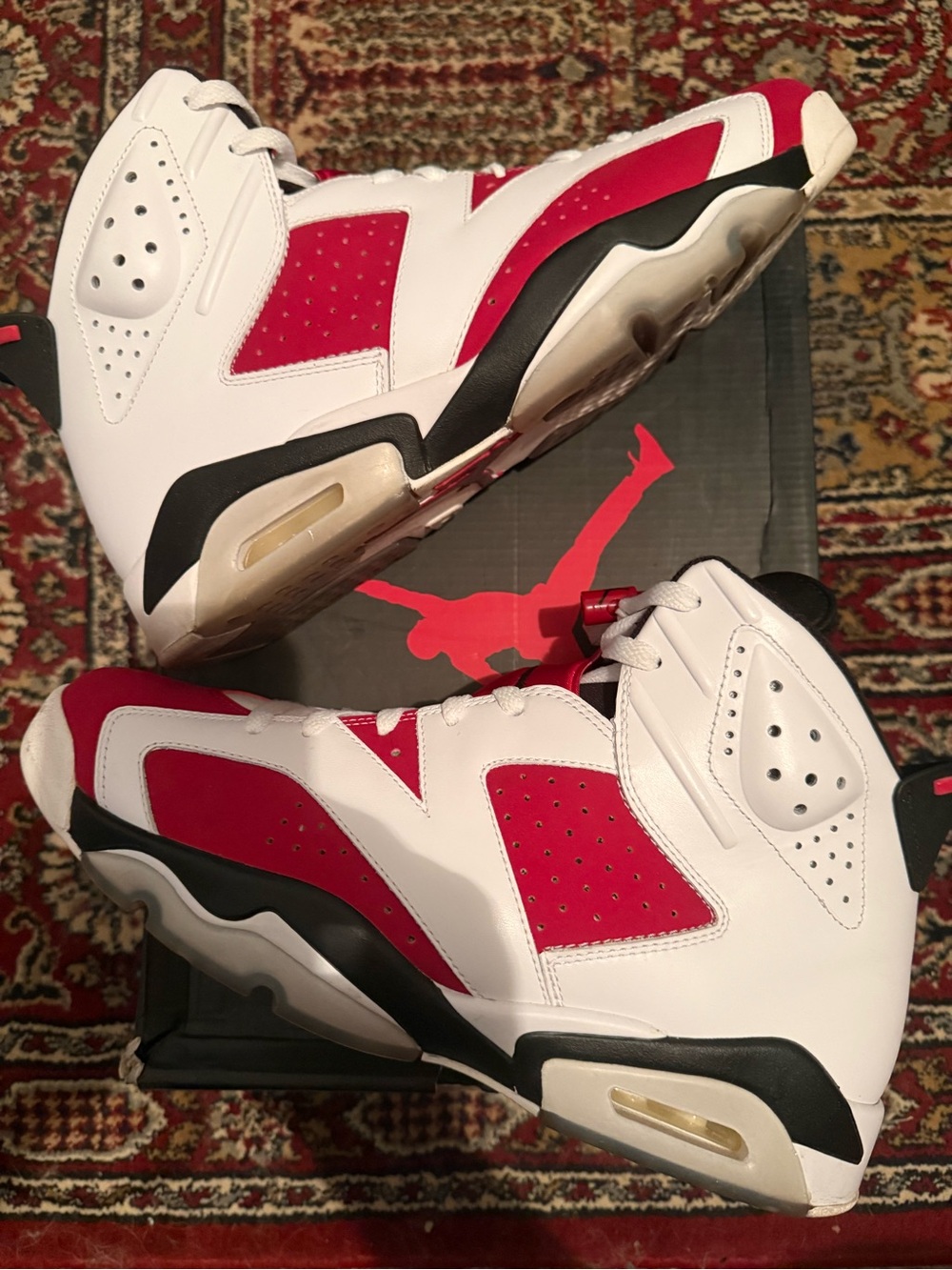 Jordan 6 Retro Carmine - White and Red Retro Sneakers